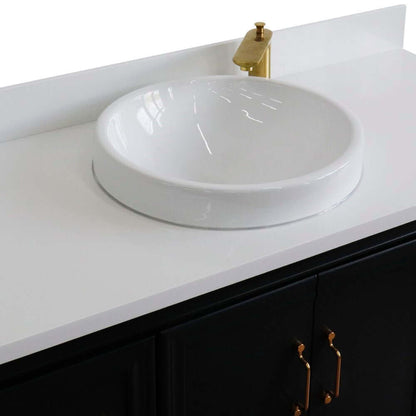 49" Single sink vanity in Dark Gray finish with White quartz and round sink - 400800-49S-DG-WERD