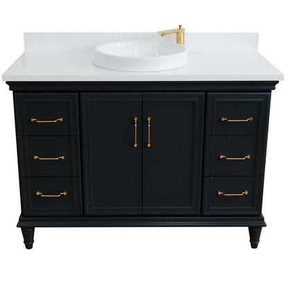 49" Single sink vanity in Dark Gray finish with White quartz and round sink - 400800-49S-DG-WERD