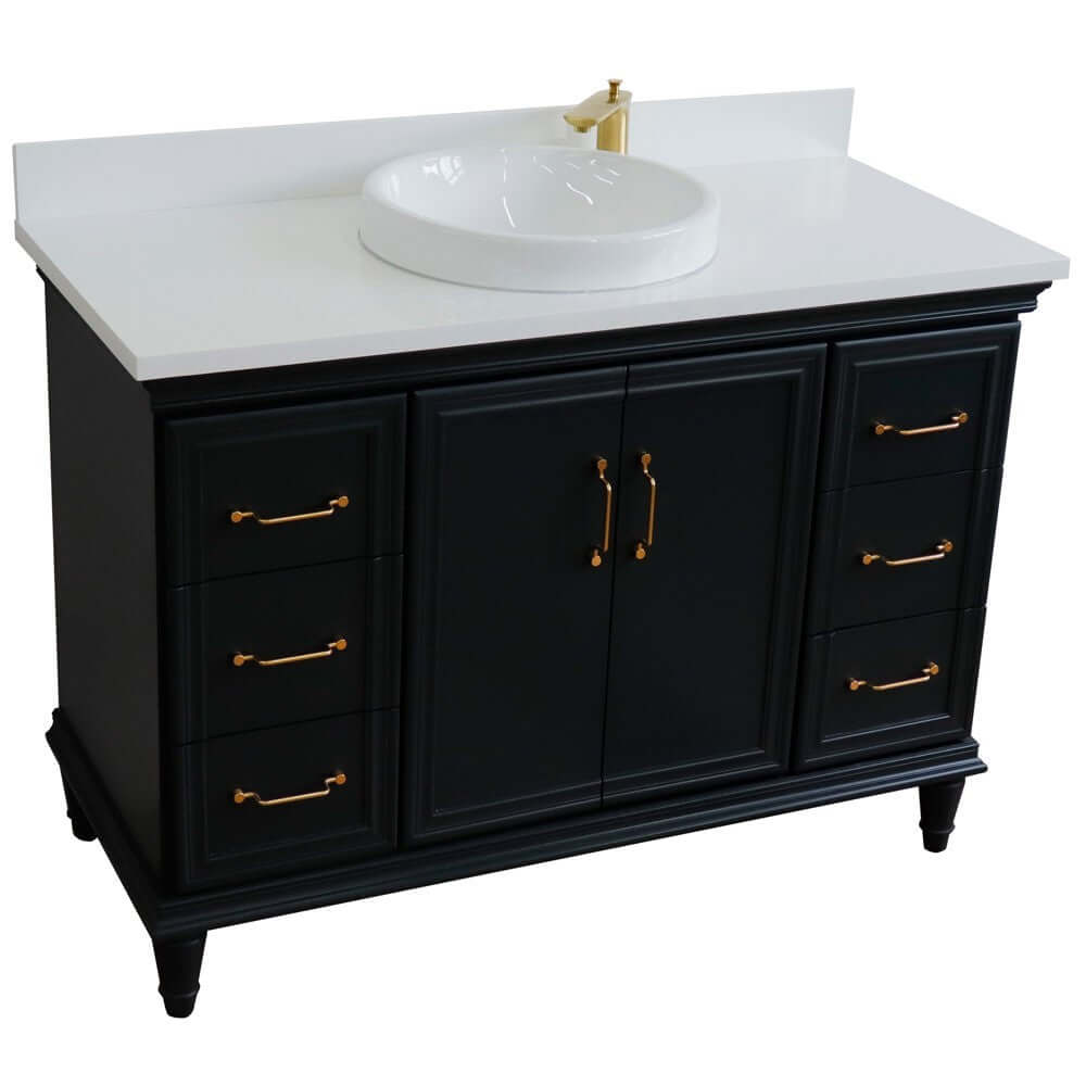 49" Single sink vanity in Dark Gray finish with White quartz and round sink - 400800-49S-DG-WERD