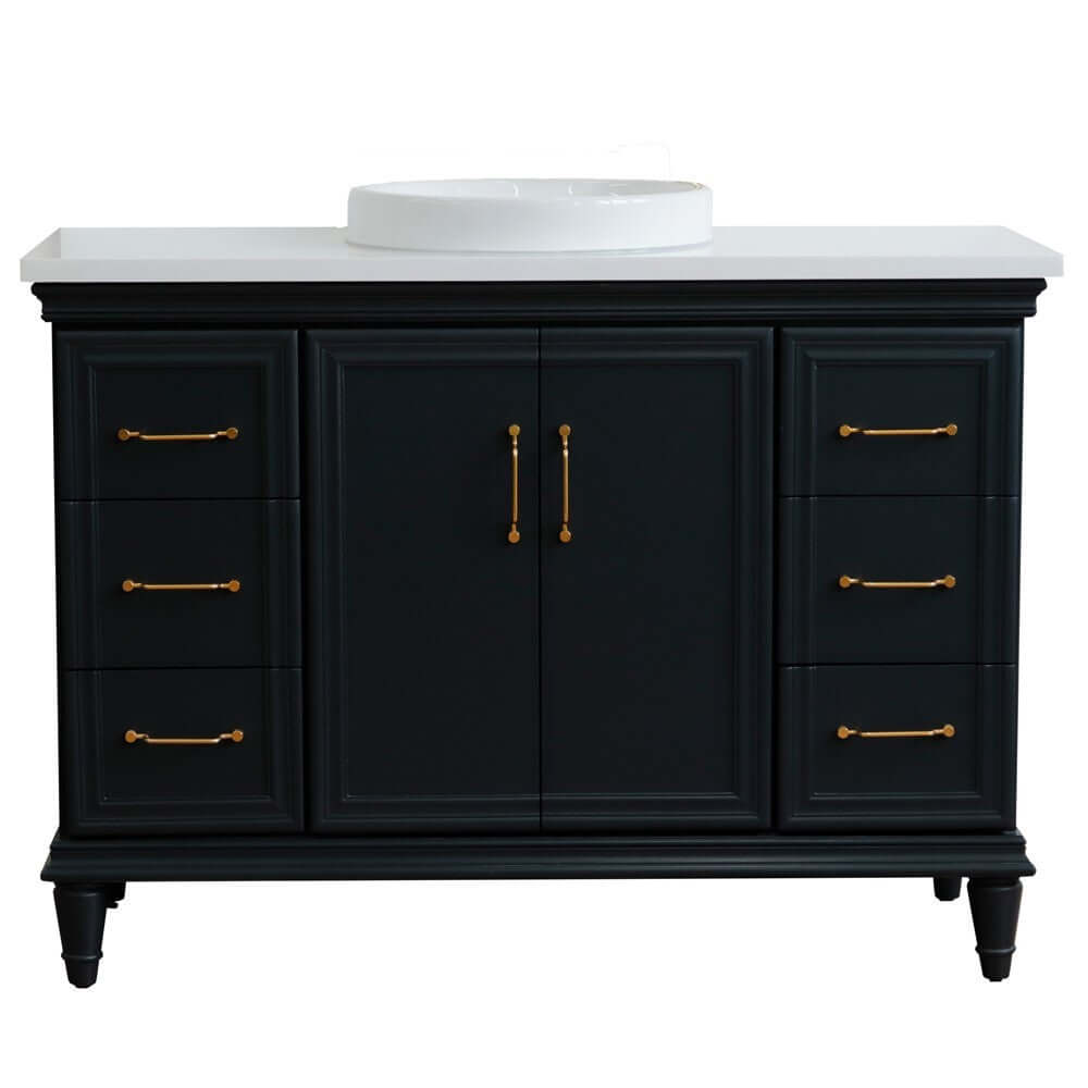 49" Single sink vanity in Dark Gray finish with White quartz and round sink - 400800-49S-DG-WERD