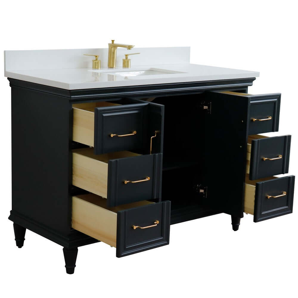 49" Single sink vanity in Dark Gray finish with White quartz and rectangle sink - 400800-49S-DG-WER