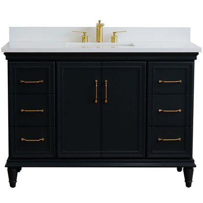 49" Single sink vanity in Dark Gray finish with White quartz and rectangle sink - 400800-49S-DG-WER