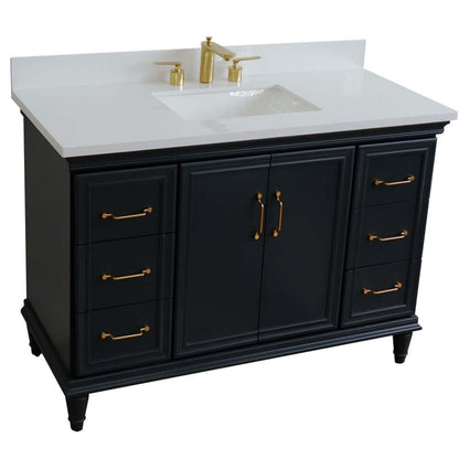 49" Single sink vanity in Dark Gray finish with White quartz and rectangle sink - 400800-49S-DG-WER