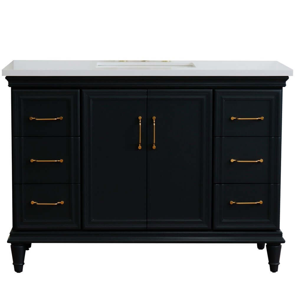 49" Single sink vanity in Dark Gray finish with White quartz and rectangle sink - 400800-49S-DG-WER