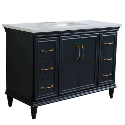 49" Single sink vanity in Dark Gray finish with White quartz and rectangle sink - 400800-49S-DG-WER