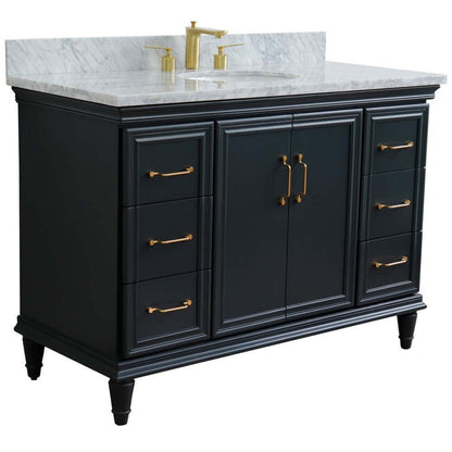 49" Single sink vanity in Dark Gray finish with White carrara marble and oval sink - 400800-49S-DG-WMO