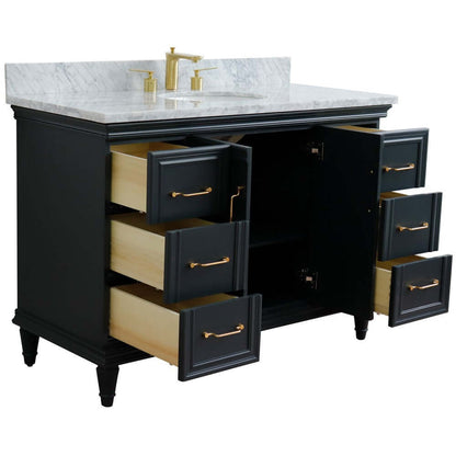 49" Single sink vanity in Dark Gray finish with White carrara marble and oval sink - 400800-49S-DG-WMO