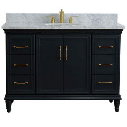 49" Single sink vanity in Dark Gray finish with White carrara marble and oval sink - 400800-49S-DG-WMO