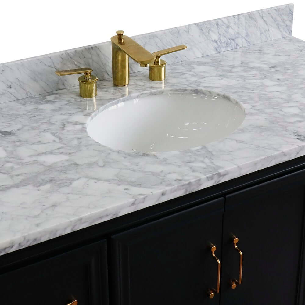 49" Single sink vanity in Dark Gray finish with White carrara marble and oval sink - 400800-49S-DG-WMO