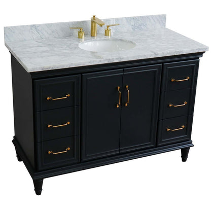 49" Single sink vanity in Dark Gray finish with White carrara marble and oval sink - 400800-49S-DG-WMO