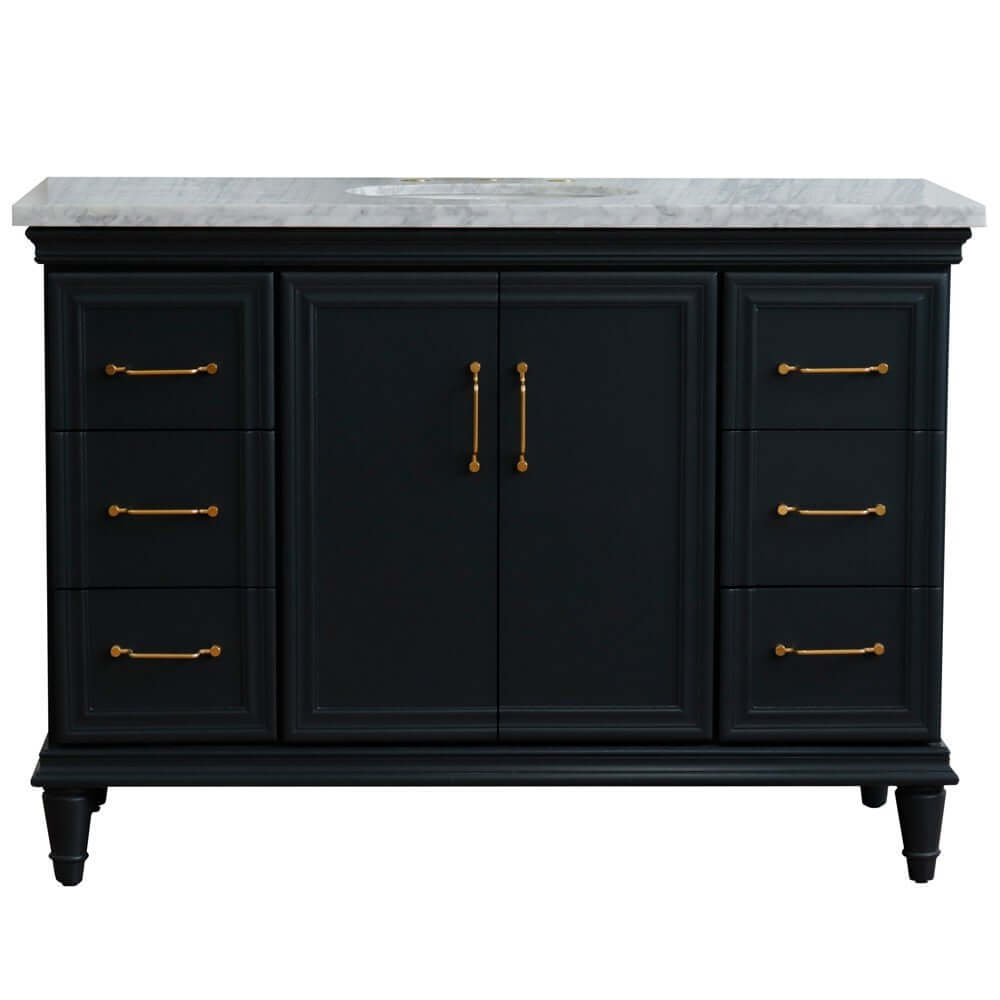 49" Single sink vanity in Dark Gray finish with White carrara marble and oval sink - 400800-49S-DG-WMO