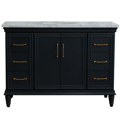 49" Single sink vanity in Dark Gray finish with White carrara marble and oval sink - 400800-49S-DG-WMO