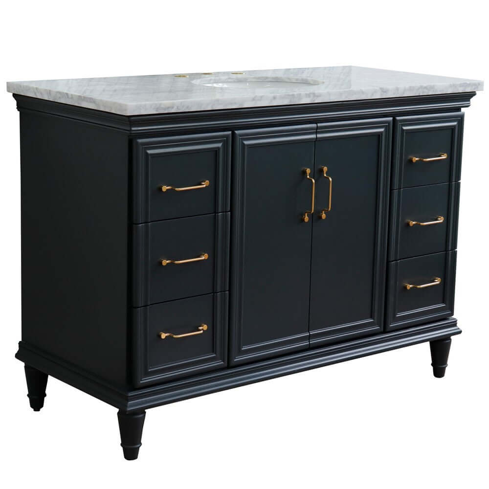 49" Single sink vanity in Dark Gray finish with White carrara marble and oval sink - 400800-49S-DG-WMO