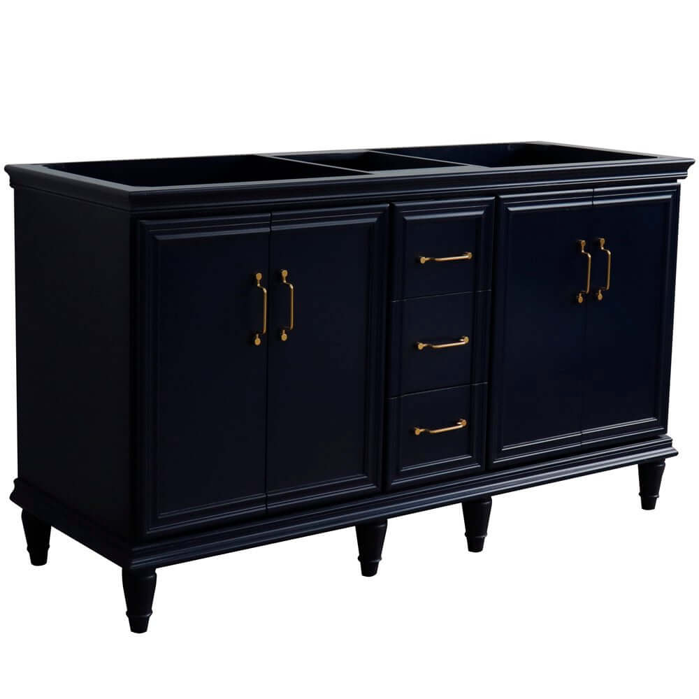 60" Double vanity in Blue finish - cabinet only - 400800-60D-BU