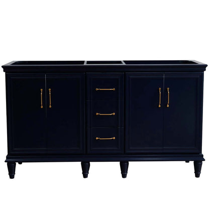 60" Double vanity in Blue finish - cabinet only - 400800-60D-BU