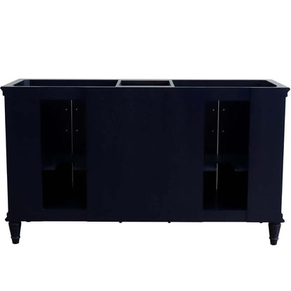 61" Double sink vanity in Blue finish and Black galaxy granite and rectangle sink - 400800-61D-BU-BGR