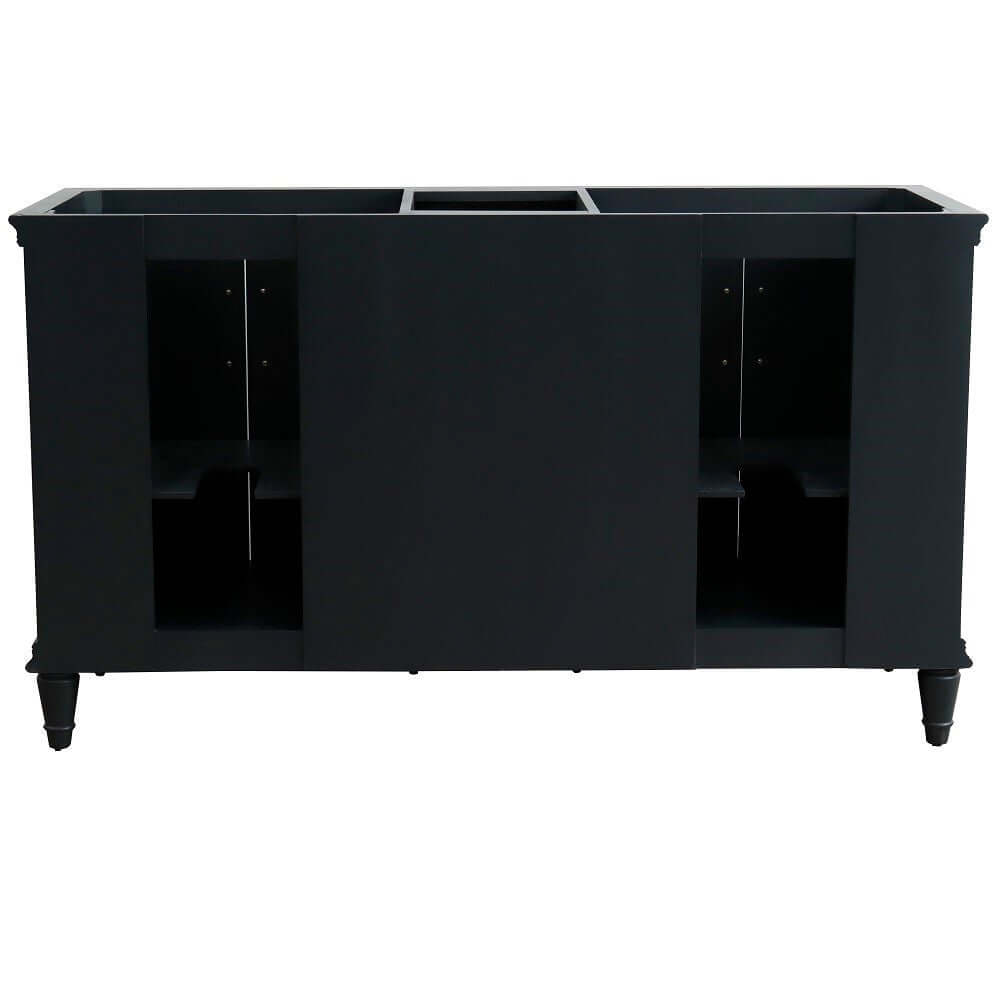 61" Double sink vanity in Dark Gray finish and Black galaxy granite and rectangle sink - 400800-61D-DG-BGR