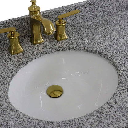 61" Double sink vanity in Dark Gray finish and Gray granite and oval sink - 400800-61D-DG-GYO