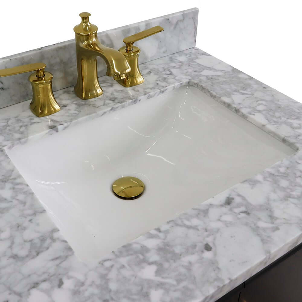 61" Double sink vanity in Dark Gray finish and White Carrara marble and rectangle sink - 400800-61D-DG-WMR