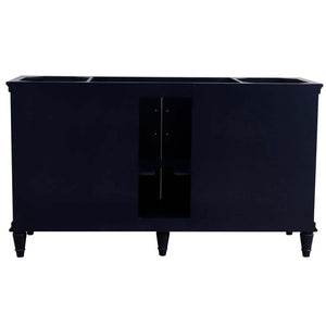 61" Single sink vanity in Blue finish and Black galaxy granite and rectangle sink - 400800-61S-BU-BGR
