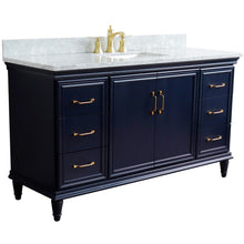 Load image into Gallery viewer, 61&quot; Single sink vanity in Blue finish and White Carrara marble and rectangle sink - 400800-61S-BU-WMR