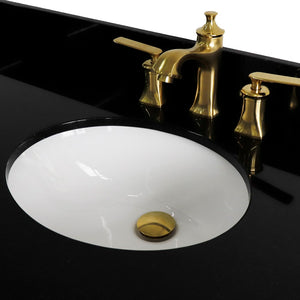 61" Single sink vanity in Dark Gray finish and Black galaxy granite and oval sink - 400800-61S-DG-BGO