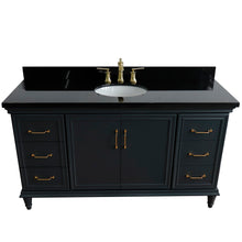 Load image into Gallery viewer, 61&quot; Single sink vanity in Dark Gray finish and Black galaxy granite and oval sink - 400800-61S-DG-BGO