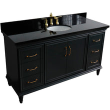 Load image into Gallery viewer, 61&quot; Single sink vanity in Dark Gray finish and Black galaxy granite and oval sink - 400800-61S-DG-BGO