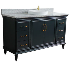 61" Single sink vanity in Dark Gray finish and Gray granite and round sink - 400800-61S-DG-GYRD