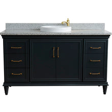 Load image into Gallery viewer, 61&quot; Single sink vanity in Dark Gray finish and Gray granite and round sink - 400800-61S-DG-GYRD
