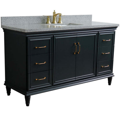 61" Single sink vanity in Dark Gray finish and Gray granite and rectangle sink - 400800-61S-DG-GYR