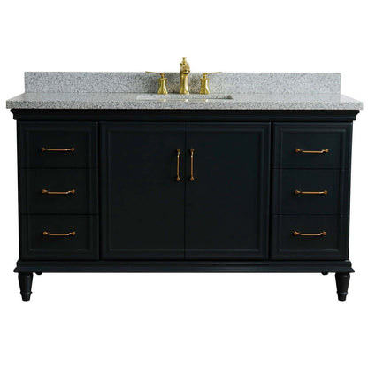 61" Single sink vanity in Dark Gray finish and Gray granite and rectangle sink - 400800-61S-DG-GYR