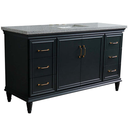 61" Single sink vanity in Dark Gray finish and Gray granite and rectangle sink - 400800-61S-DG-GYR