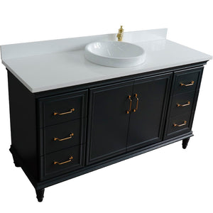 61" Single sink vanity in Dark Gray finish and White quartz and round sink - 400800-61S-DG-WERD