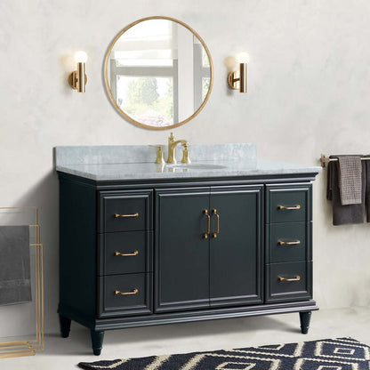 61" Single sink vanity in Dark Gray finish and White Carrara marble and oval sink - 400800-61S-DG-WMO