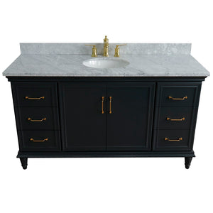 61" Single sink vanity in Dark Gray finish and White Carrara marble and oval sink - 400800-61S-DG-WMO
