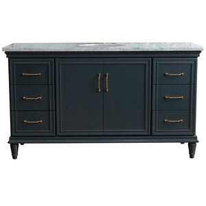 61" Single sink vanity in Dark Gray finish and White Carrara marble and oval sink - 400800-61S-DG-WMO