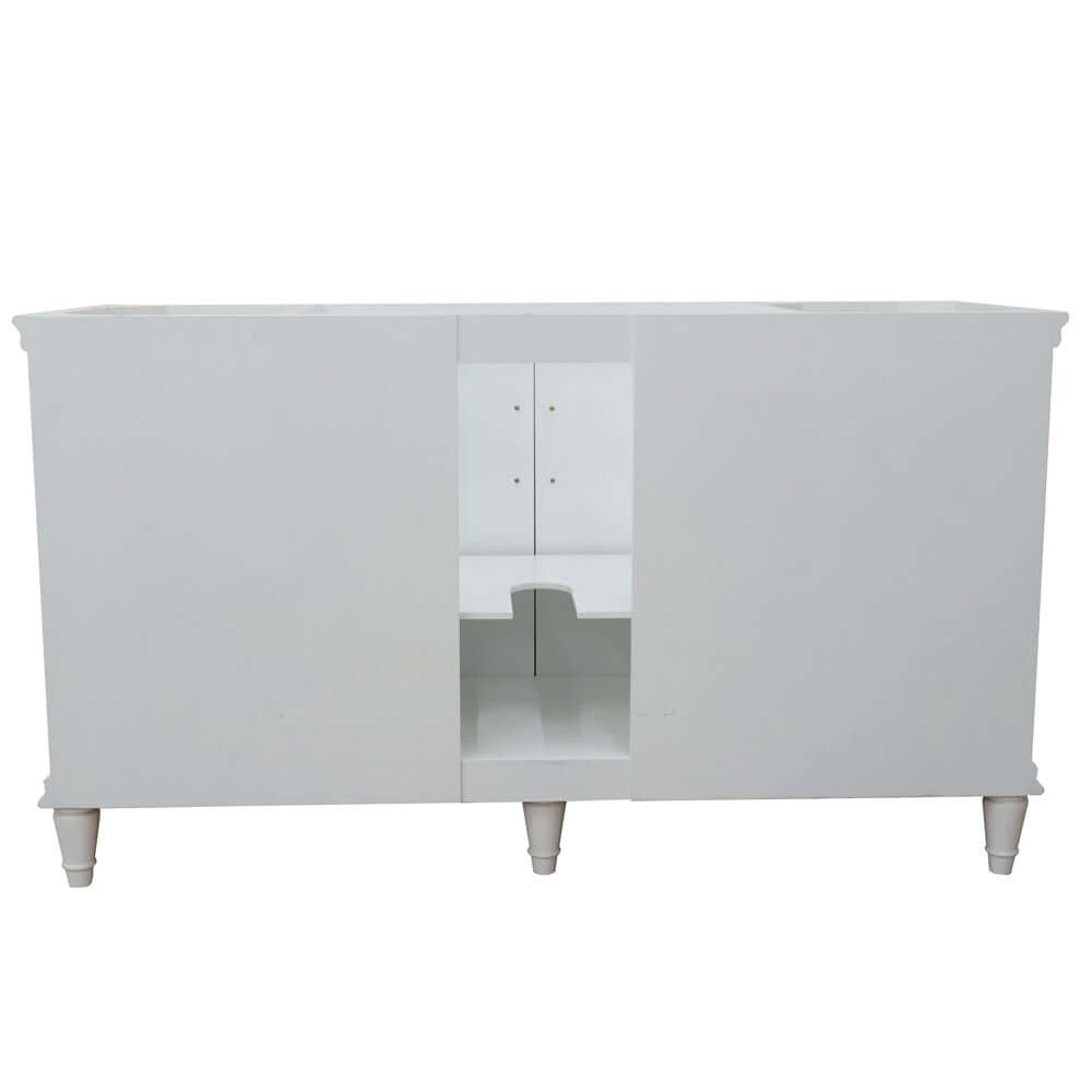 61" Single vanity in White finish with Black galaxy and oval sink - 400800-61S-WH-BGO