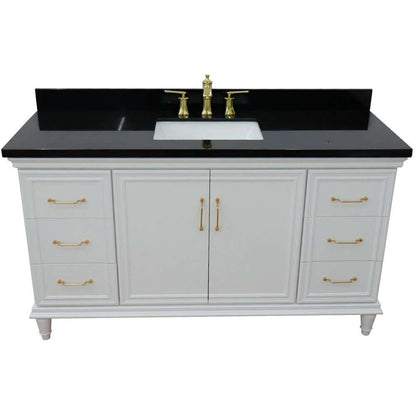 61" Single vanity in White finish with Black galaxy and rectangle sink - 400800-61S-WH-BGR