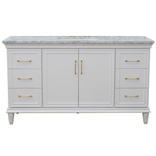 Load image into Gallery viewer, 61&quot; Single vanity in White finish with White Carrara and rectangle sink - 400800-61S-WH-WMR