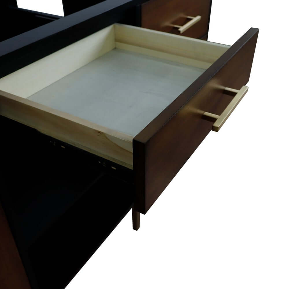 60" Double vanity in Walnut and Black finish - cabinet only - 400900-60D-WB