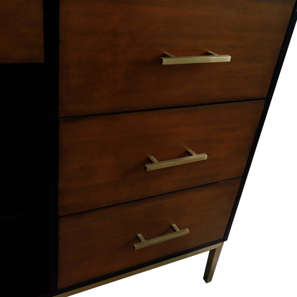 60" Double vanity in Walnut and Black finish - cabinet only - 400900-60D-WB