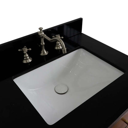 61" Double sink vanity in Walnut and Black finish and Black galaxy granite and rectangle sink - 400900-61D-WB-BGR