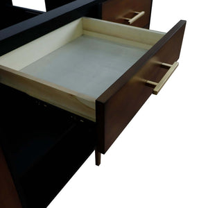 61" Double sink vanity in Walnut and Black finish and White quartz and oval sink - 400900-61D-WB-WEO