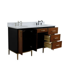 Load image into Gallery viewer, 61&quot; Double sink vanity in Walnut and Black finish and White quartz and oval sink - 400900-61D-WB-WEO