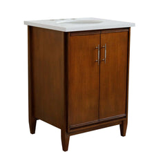 Load image into Gallery viewer, 25&quot; Single sink vanity in Walnut finish with White quartz and oval sink - 400901-25-WA-WEO