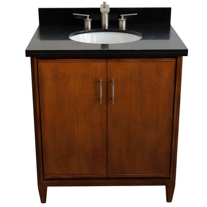 31" Single sink vanity in Walnut finish with Black galaxy granite with oval sink - 400901-31-WA-BGO