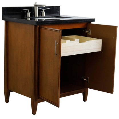 31" Single sink vanity in Walnut finish with Black galaxy granite with rectangle sink - 400901-31-WA-BGR