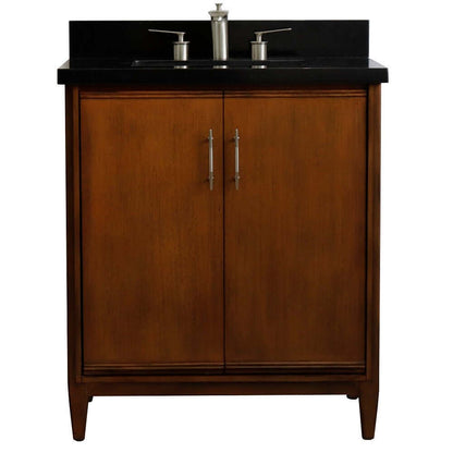 31" Single sink vanity in Walnut finish with Black galaxy granite with rectangle sink - 400901-31-WA-BGR