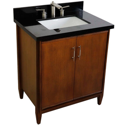 31" Single sink vanity in Walnut finish with Black galaxy granite with rectangle sink - 400901-31-WA-BGR